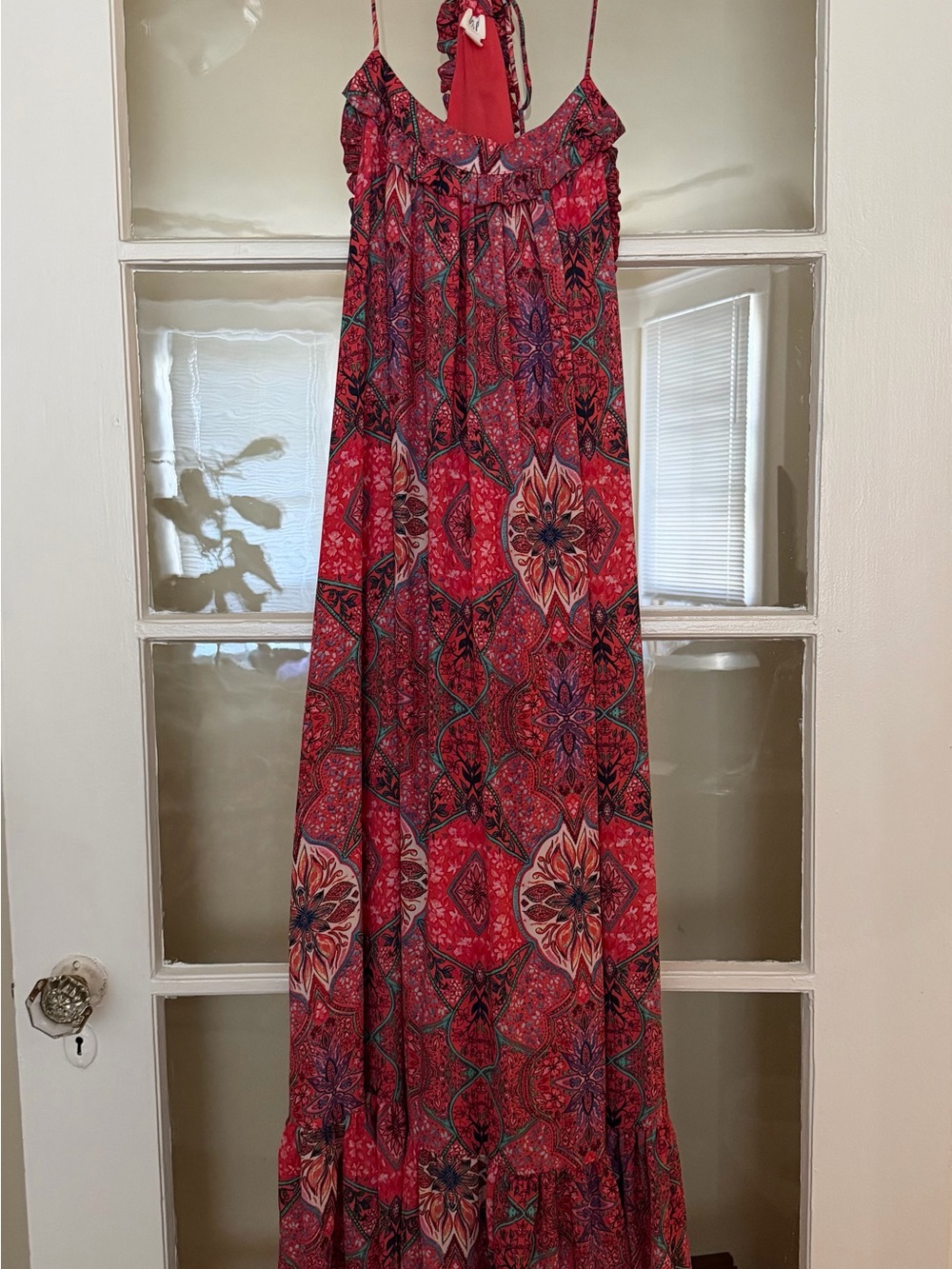 Pink Floral Maxi Sundress with Spaghetti Straps